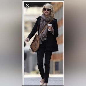 Anthropologie Tulle Black Tailored Coat Polka Dot Lined Modern Chic